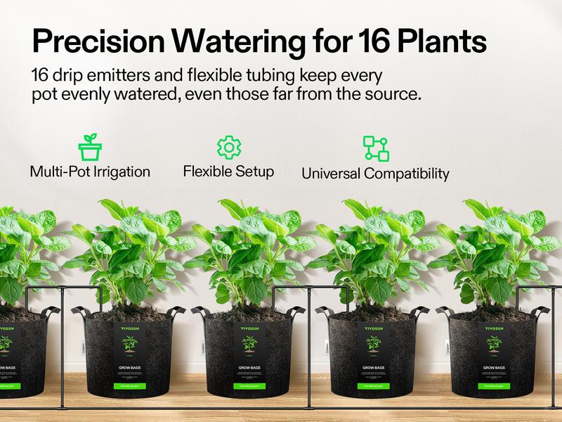 VIVOSUN Automatic Drip Irrigation Kit, Smart Watering System with 16 Drip Emitters, 4mm Fast Flow, App-Controlled A10 GrowHub, Quiet 15W Pump, Anti-Siphon & Filtered for Indoor & Outdoor Plants