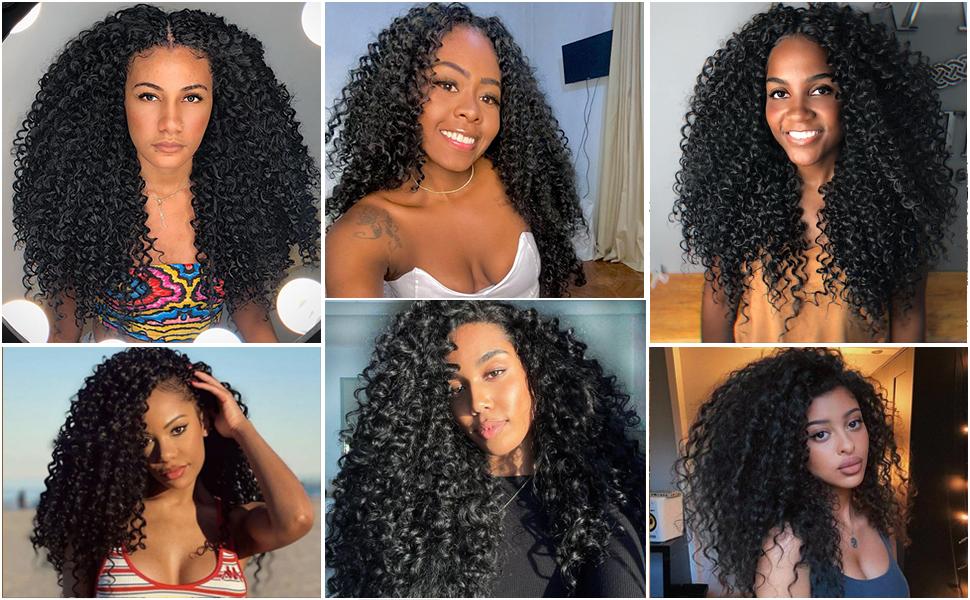 GoGo Curls 8 Packs Curly Crochet Hair GoGo Curl Synthetic Bohemian Crochet Braids Water Wave Hair Extensions for Women Natural Black Deep Wave Braiding Hair