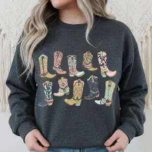Cowboy Boots Crewneck Tee, Sweatshirt, Cowgirl Outfits, Western Clothing, Western Boutique Wholesale, Gift For Her, Western Tops Outfits Women, Country Concert Outfits Clothing, Rodeo Outfit Women T-shirts, Unisex Hoodie Graphic
