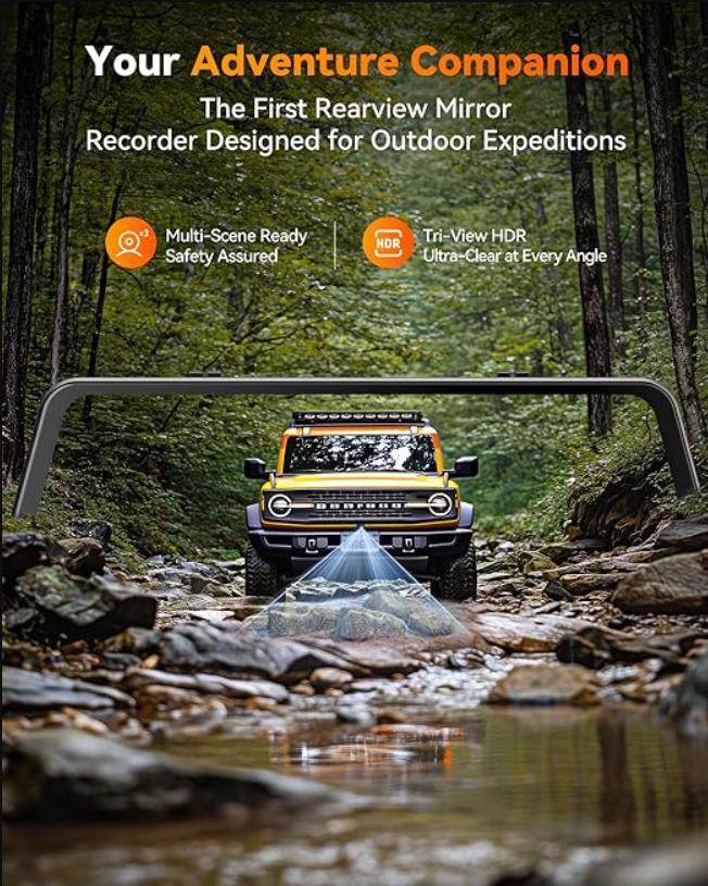 WOLFBOX G900 PRO Mirror Dash Cam with STARVIS 2 IMX678 128GB Card 5.8GHz WiFi 4K Front 2.5K Rear Video TikTokShopHolidayHaul Dashcam for Cars