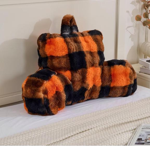 18in Velvet Bed Wedge Pillow - Adult Back Rest Support Cushion for Sitting Up in Bed/Couch, Leopard Brown Sleeping Pillow, Pillows