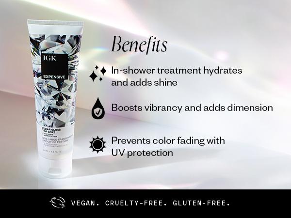 IGK EXPENSIVE + MORE LIFE Haircare Cleansing Set with Color Extending Gloss Shampoo & Conditioner for Brilliance