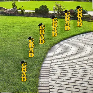 11" x 30" Bulk  Yellow Grad Vertical Yard Signs - 6 Pc.