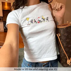 Vintage Cocktail Baby Tee Coquette Baby Tee Retro Graphic Top Pinterest Aesthetic 90s Tshirt Y2k Bar Shirt Cocktail Penguins Tee