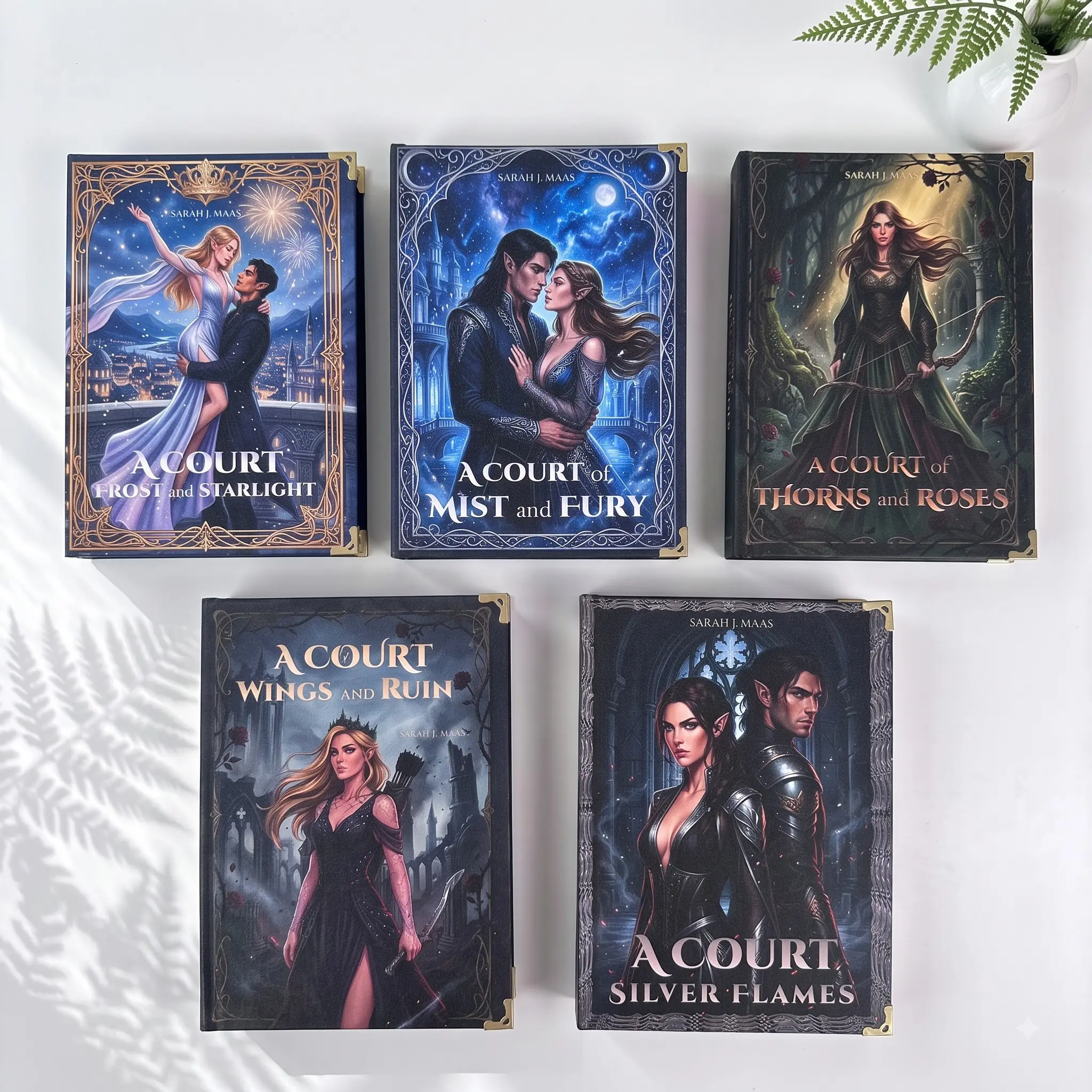 ACOTAR Hardcover 5-Book Set – Special Edition Books, Illustrated Fantasy Romance Collection, Collector Books for Bookshelf
