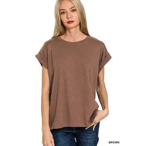 The Elevated Basic: Cotton Modal Slub Rolled Sleeve Tee