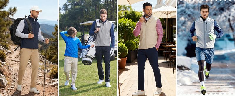 MAELREG Men’s Windproof Softshell Vest Lightweight Stretch Sleeveless Jacket with Zip Pockets Warm Durable Outdoor Sports Golf Vest