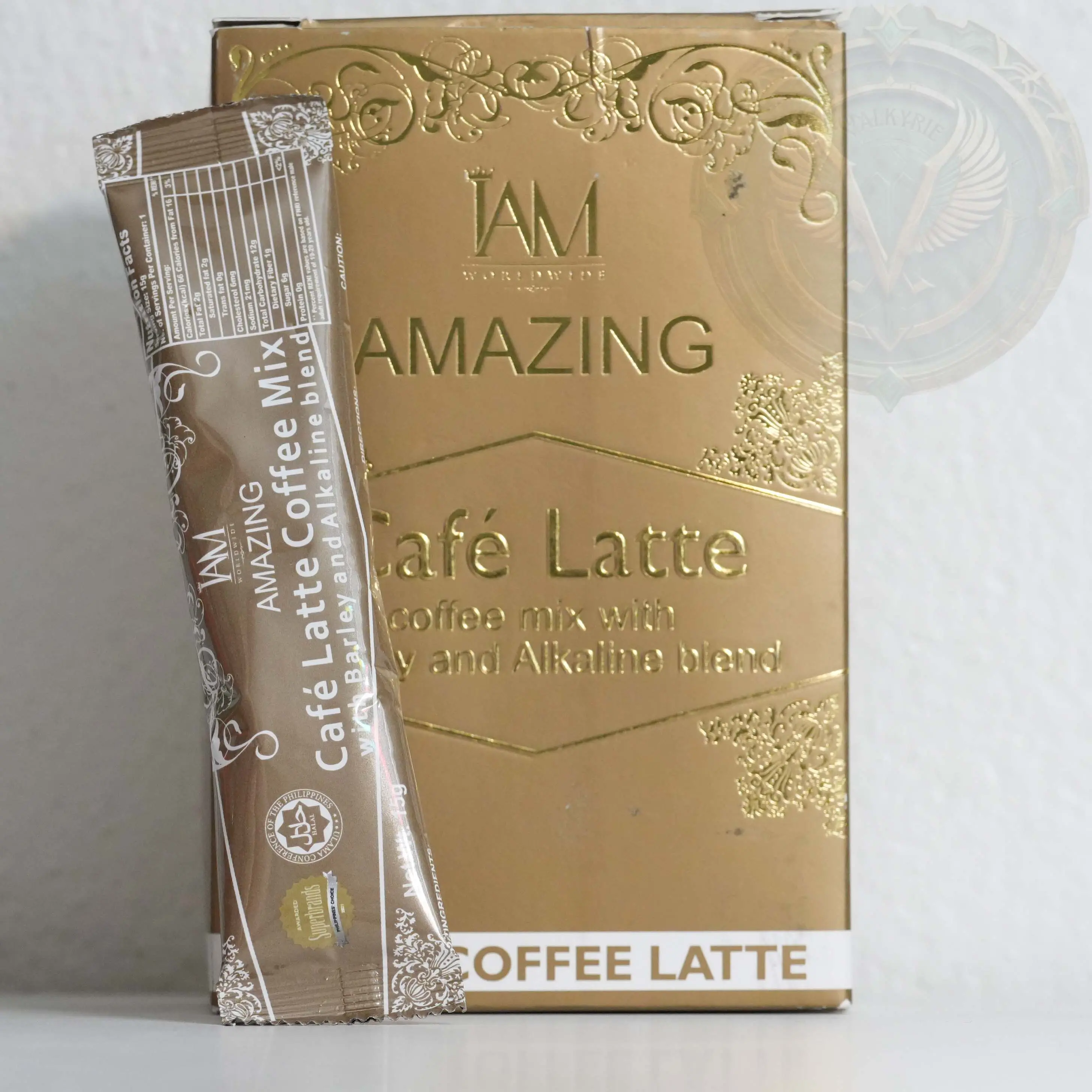 IAM Worldwide - Amazing Café Latte – Coffee Mix with Barley & Alkaline Blend (10 Sachets with Stevia & Non-Dairy Creamer, 150g)