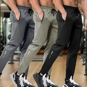 Men's 3 pack joggers ideal for running, hiking, winter sports & outdoor workouts; zippered sweatpants, men's all season pants, loose fit lounge pants, casual slow run trousers