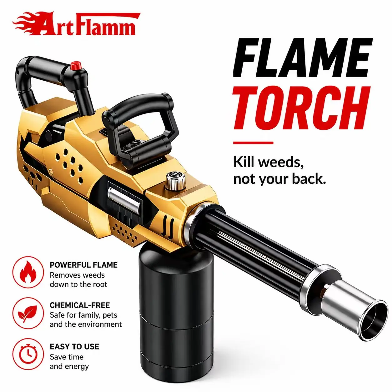 【fathersdaygift】Powerful Flamethrower Propane Torch with One-Touch Ignition - Adjustable Kitchen Blow Torch for BBQ, Searing, Weed ,Wood Burning& Pest Control, Snow Removal - Professional Gas Welding Torch Kit (Tank Not Included) #fathersdaygift