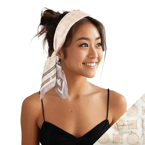 Small Satin Scarf Headband - Peach Shapes Non-Slip