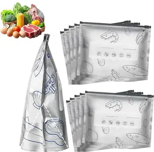 upgraded 30-pack aluminum foil food storage bags—waterproof, moisture-resistant, oxidation-resistant, washable, reusable, multi-size containers for storing vegetables and keeping food fresh. Household essential resealable vacuum  meal prep containers