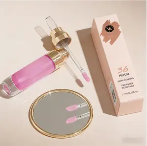 Victoria Anna 36HR Non-Flaking Lip Gloss Vibrant Pink 7ml High-Shine Transfer-Resistant Long-Lasting Lip Color for All-Day Wear - Lipstick, Makeup