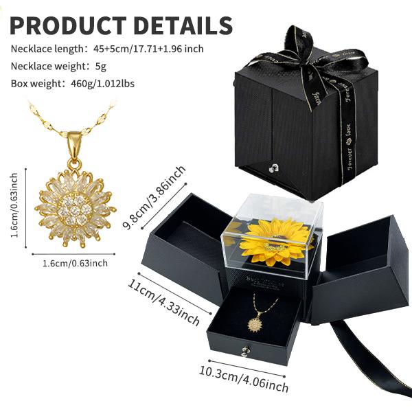 Artificial Sunflower Gifts for Women Her Daughter Girlfriend Wife Mom Friends Sisters Aunt, You are My Sunshine Necklace with Gift Box for Birthday Wedding Mother's Day Xmas Present