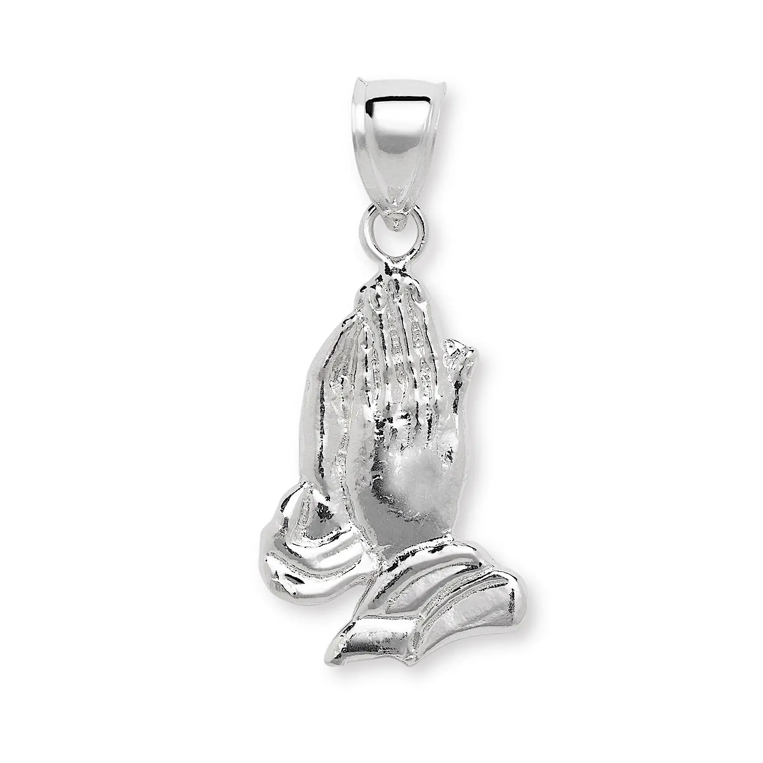 Small Praying Hands Pendant, .925 Sterling Silver Vintage Silver Necklaces & Pendants, Silver-Colored Silver Necklaces & Pendants, Modern Silver Necklaces & Pendants