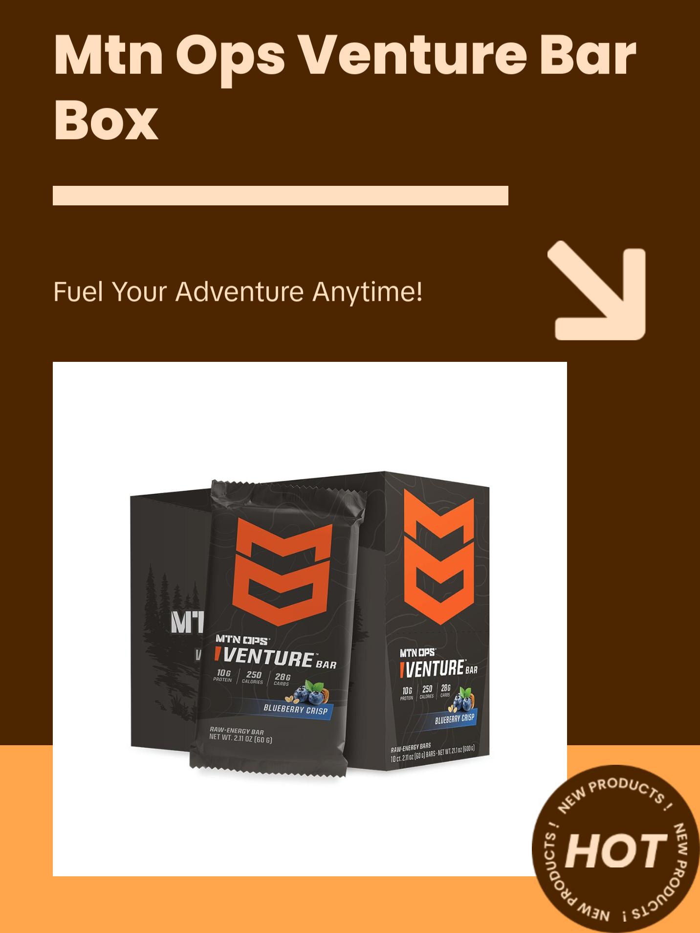 MTN OPS VENTURE BAR Snack Bar Fuel for Adventures Nutrients & Peanut-Based Raw Energy