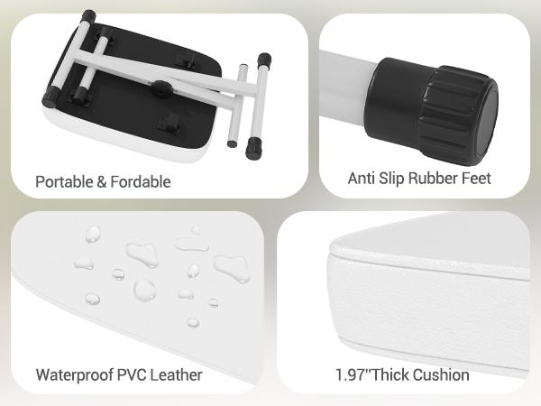 Piano Stool, Adjustable Height and Padded Seat Stool for Bedroom, Hallway and Living Room Decor，White