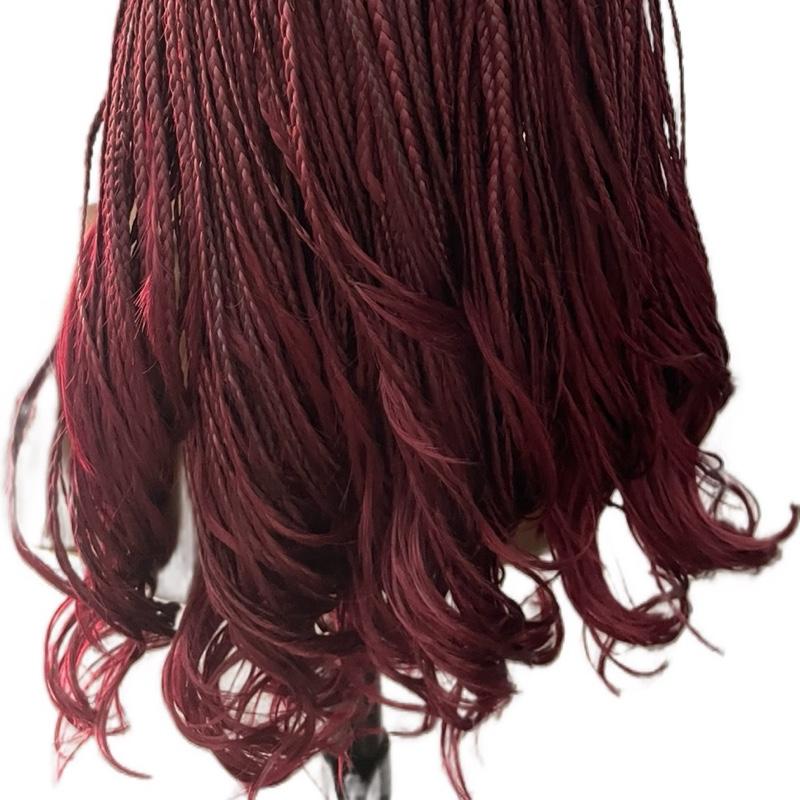 13x6 Frontal Knotless Braided Wig 18 inches- Red