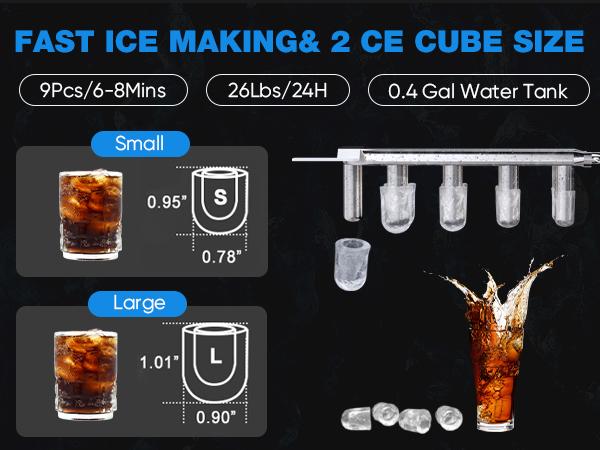 【Deal】Sweet Furniture S-Countertop Ice Maker, Portable Ice Machine Self-Cleaning with Scoop, Basket and Handle, 9 Cubes in 6 Mins, 2 Sizes of Bullet Ice