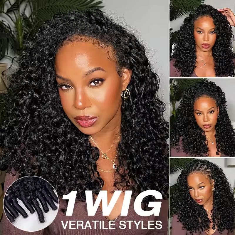 [HOT] Burmese Curly Wig 100% Human Hair Wigs For Women 200% Density Brazilian Half Glueless Wig Human Hair Ready to Wear 3 IN 1 Half Wig With Drawstring Curly Half Wig On Sale