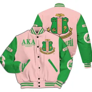 A.K.A Varsity Jacket, Salmon Pink And Apple Green Mix 1908 Sorority Jacket 468 ZAK