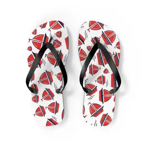 Red Sailboat Pattern Flip Flops | Nautical Beach Summer Sandals