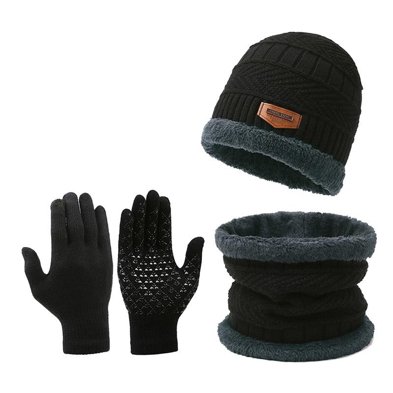 3-Pieces Winter Beanie Hat Scarf  Gloves Set Warm Knit Skull Cap for Men Women