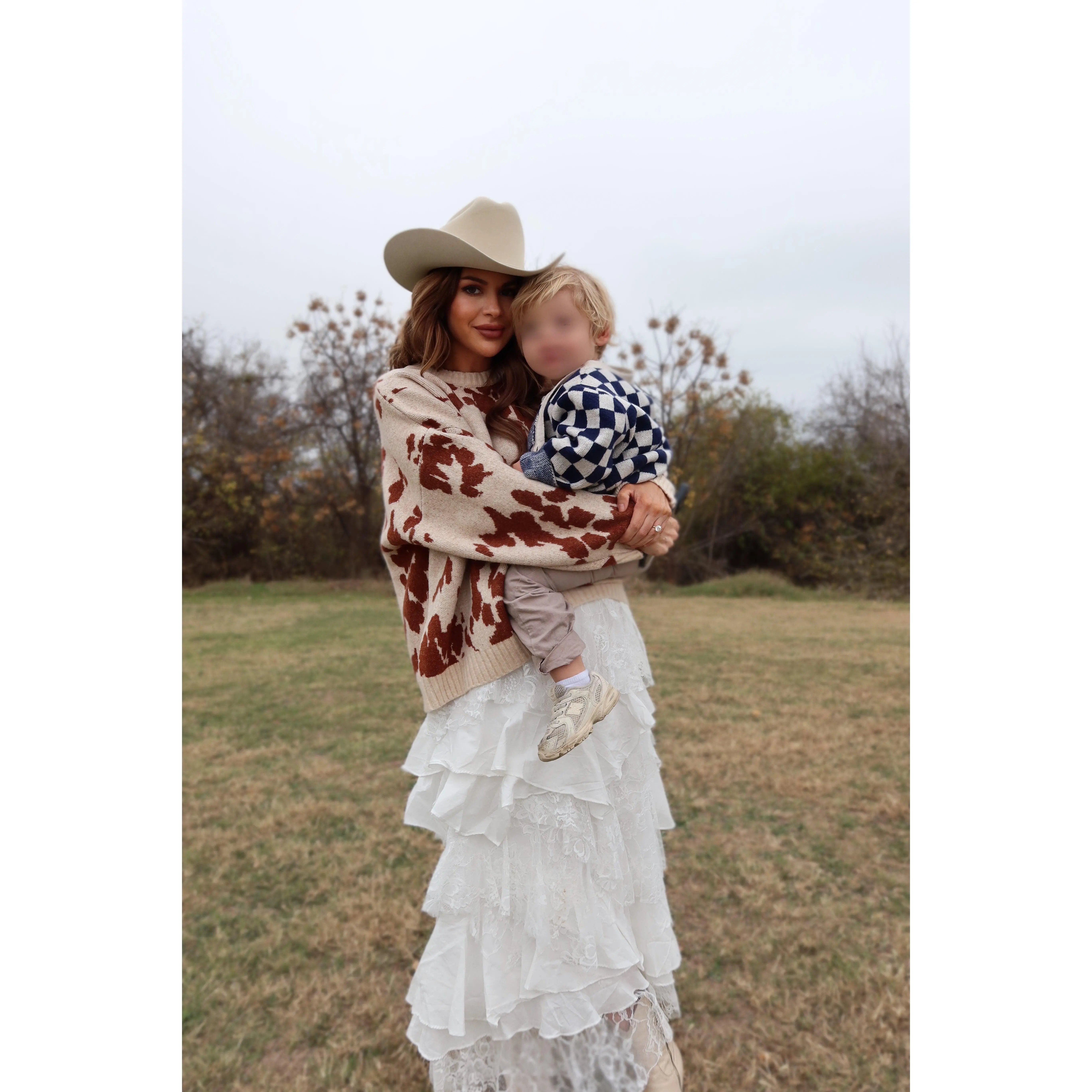 Cowgirl Printed Cow Print Sweater
