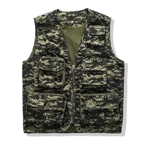 New camouflage tactical vest for spring, summer, and autumn; men’s multi-pocket outdoor functional cargo vest; breathable mesh men’s vest/tank top; men’s cargo vest