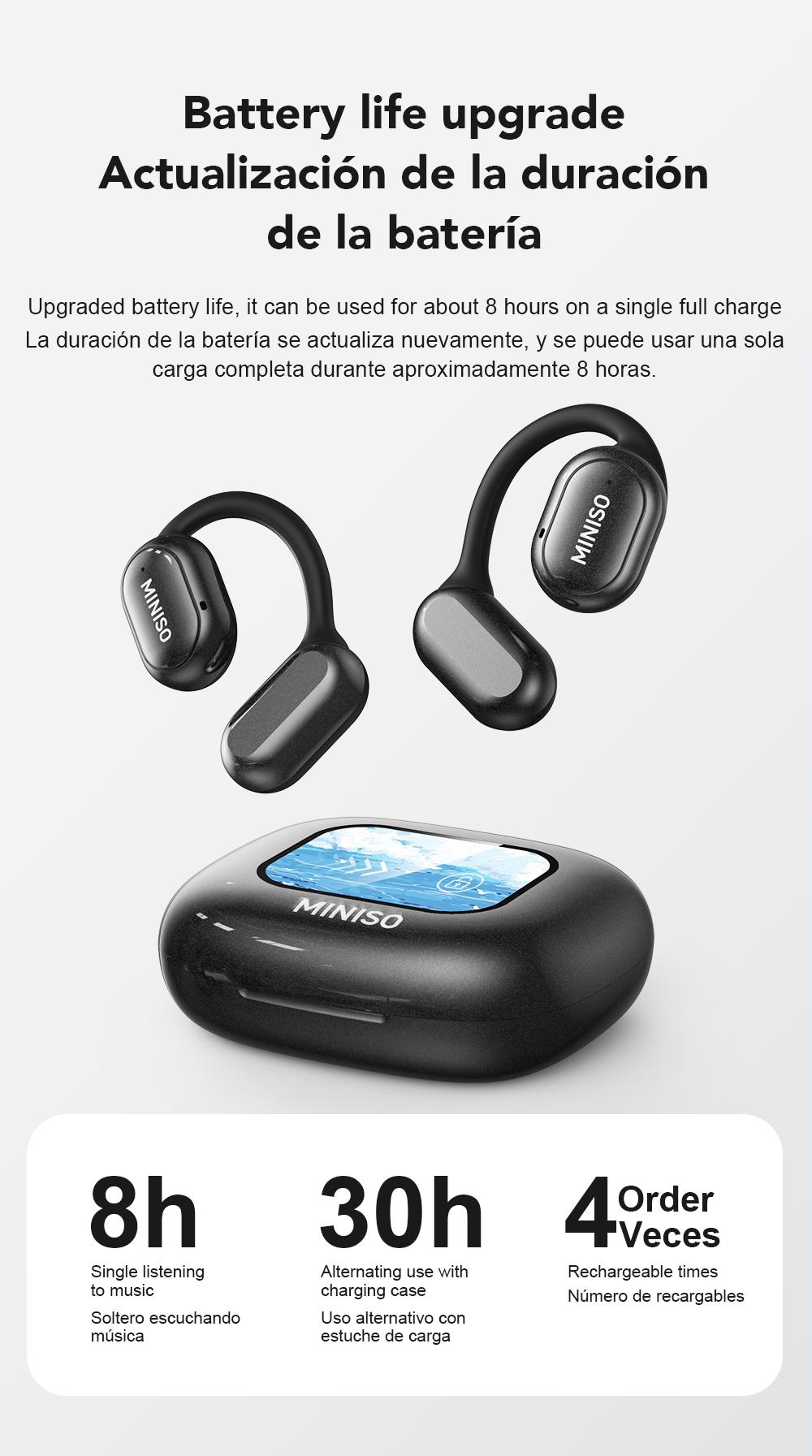 MINISO X30 OWS Translation Wireless Bluetooth Earphones Support 135 Languages Real Time Bluetooth Translation,35Hours Play time,OWS Headphones Long Distance Connection Headset with Charging Case,Light-Weight Headphones Built-in Microphone MINISO X30 OWS Translation Wireless Bluetooth Earphones Support 135 Languages Real Time Bluetooth Translation,35Hours Play time,OWS Headphones Long Distance Connection Headset with Charging Case,Light-Weight Headphones Built-in Microphone