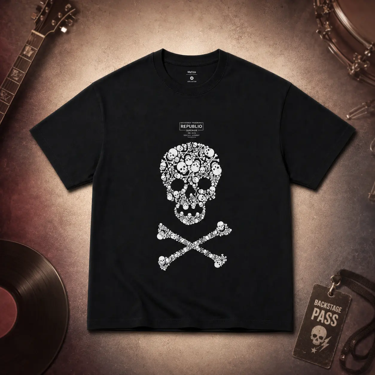 Women's Gothic Graphic Skull Print Cotton T-Shirt - Loose Fit, Punk Rock, Short-Sleeve Crew Neck, Casual Streetwear Top, Size S