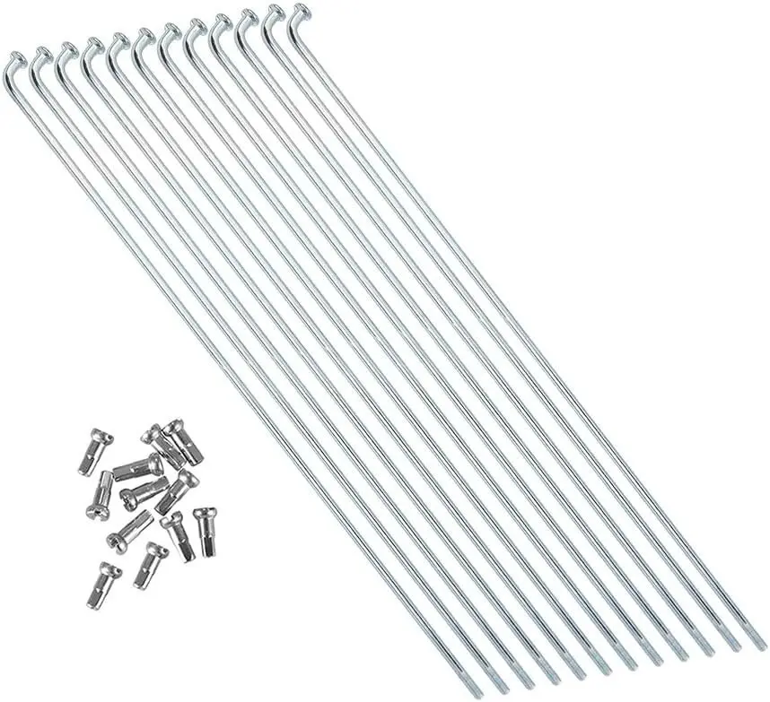 12pcs 290mm/11.4inch 14G J Bend Bicycle 304 Stainless Steel Spokes with 12mm Nipples