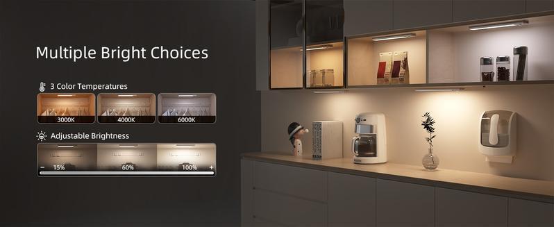 Closet Lights, 4 Pack LED Rechargeable UnderCabinet Lighting Wireless, 3 Color Temps Under Cabinet Lights, Easy Installation, Dimmer MotionSensor Light Indoor for Pantry, ChristmasDecorations, Black Friday, Kitchen, Bedroom