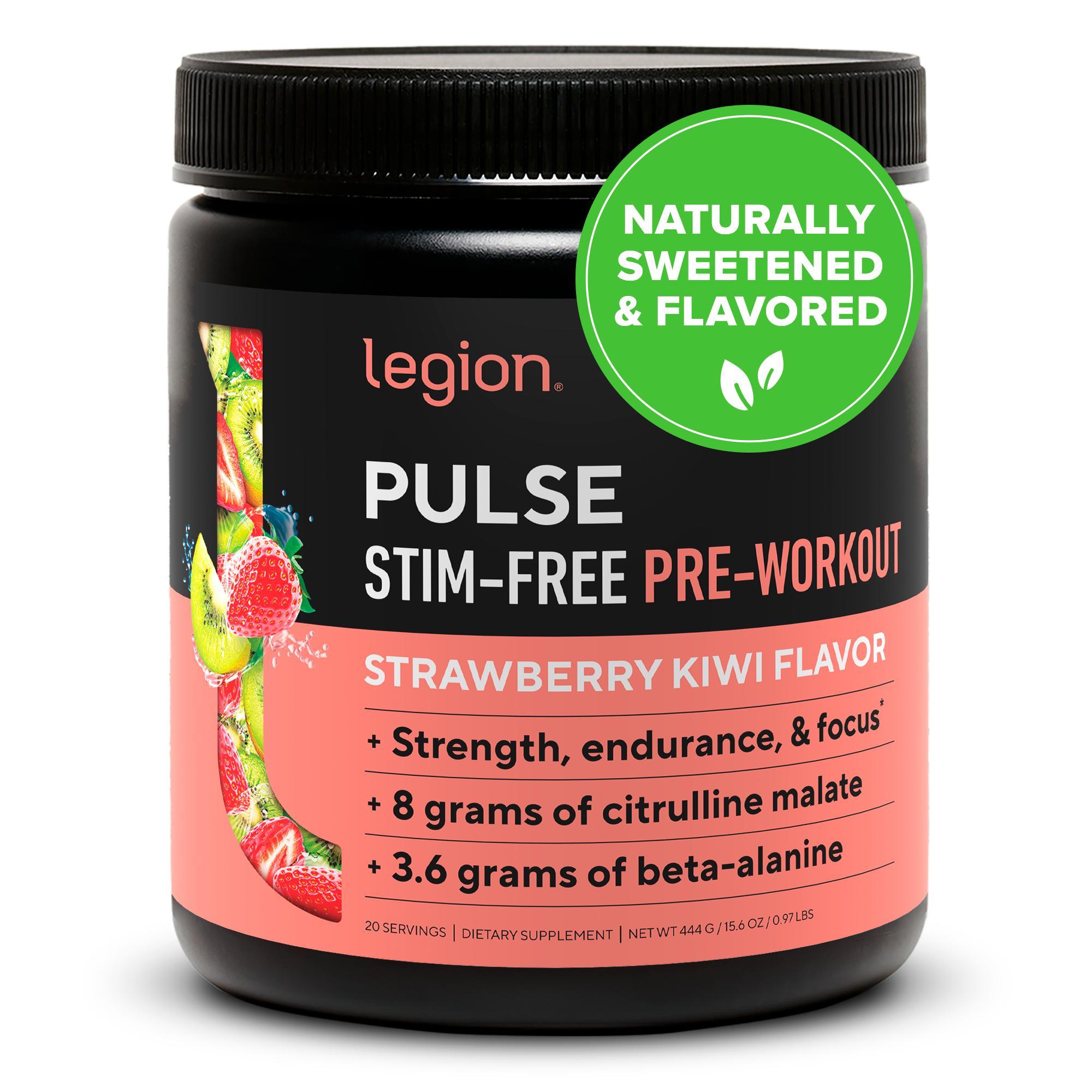 Legion Pulse Natural Pre-Workout Supplement Caffeine-Free - 20 Servings (Strawberry Kiwi)