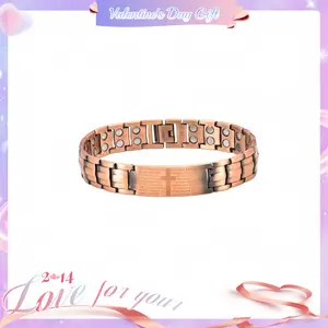 [Valentine's Day Gift]Blissbling 2X Copper Magnetic Bracelet for Men,Ultra Strength Cross Bracelet With Ring Include Adjustable Link, Jewelry Gift