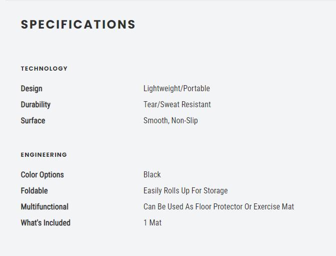 Sunny Health & Fitness Home Gym Floor Protector Mat, Home Gym Workout Fitness, Non-Slip, Water-Resistant, Noise & Vibration Dampening - XS, Small, Medium, Large Options