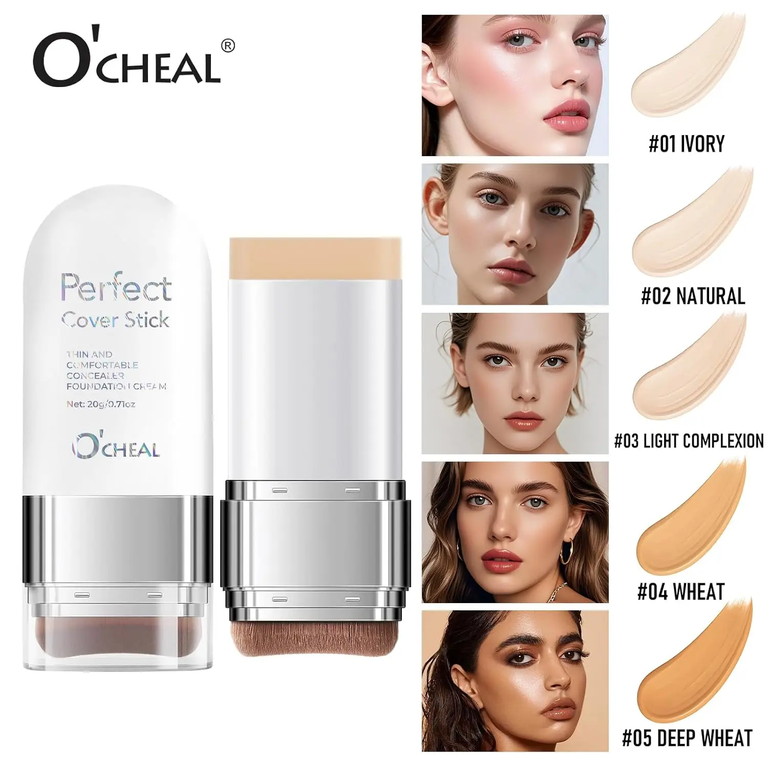 O'CHEAL Concealer Foundation Stick, 2 in 1 Long-Lasting Stick ...