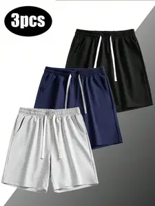 Men’s Summer Three-Pack Knit Bermuda Shorts — Sports/Athletic Shorts for Running, Fitness Training, and Casual Wear