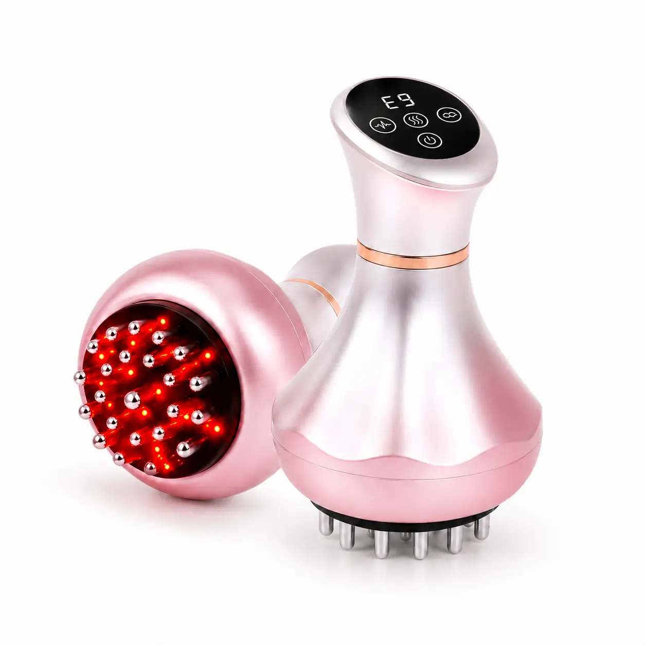Rechargeable Meridian Brush Massager for Adults - 4-in-1 Body Care Tool with LED Light, Heat, Vibration, Microcurrent, USB Port, and Batteries (Yes for Rechargeability), 1 × Meridian Massage Brush