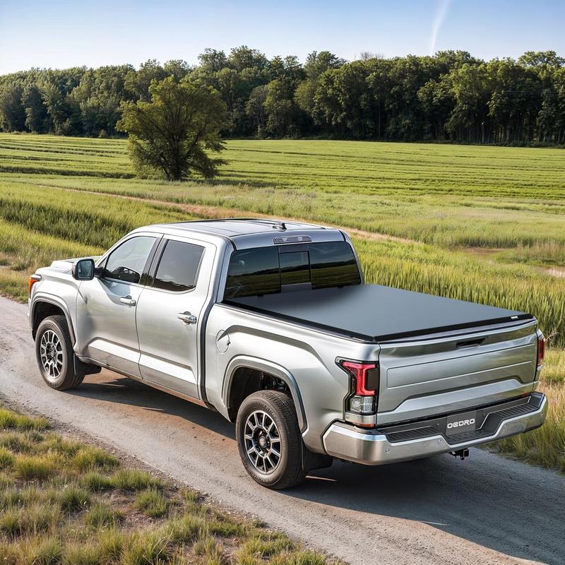 OEDRO Upgraded Soft Tri-fold Truck Bed Tonneau Cover On Top Compatible with 2009-2014 Ford F150 F-150 with 5.5ft Bed