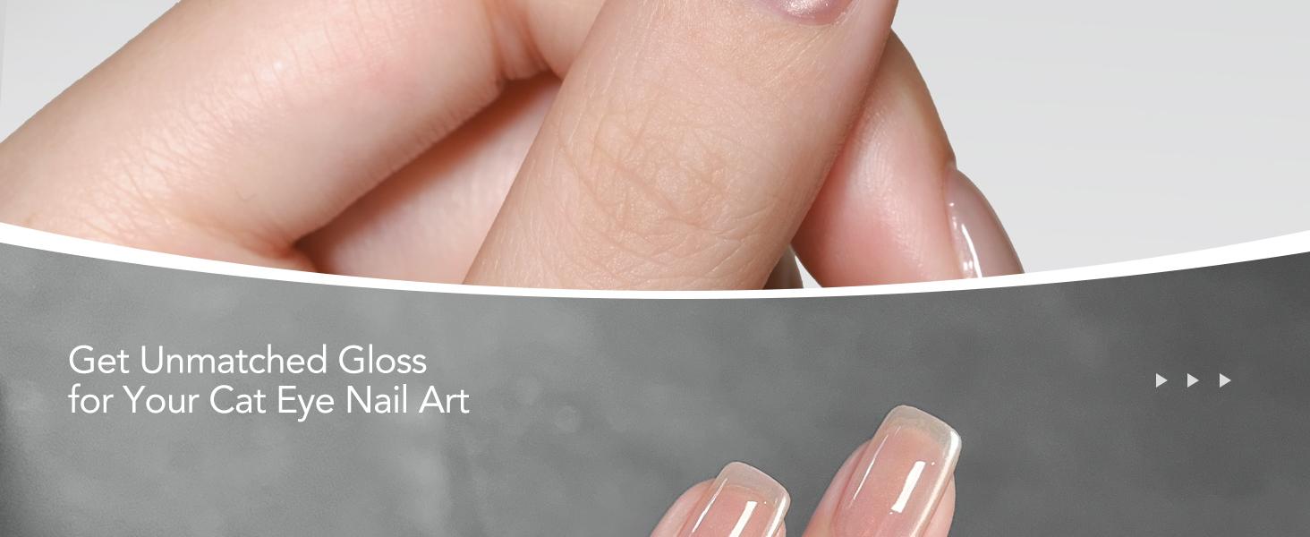 GAOY 16ml Top Coat for Cat Eye Gel, High Crystal Gloss Shiny Long Lasting Top Coat Clear Gel Nail Polish, UV Light Cure