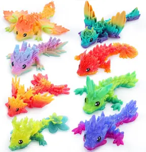 8 Pcs 3D Printed Dragon, 4.4" Colorful 3D Printed Flexible Articulated Dragon Fidget Toys for Home Office Desk Decor, Autism Stress Relief Fidget Toys for Kids & Adults Birthday Gift