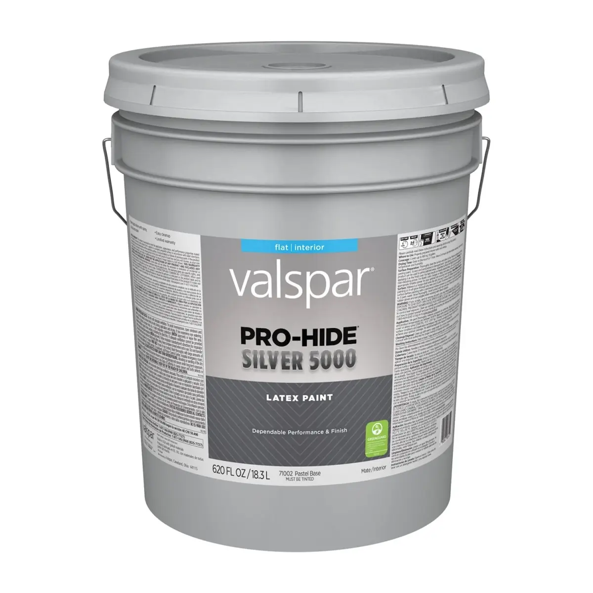 Valspar 028.0071002.008 5 gal Prohide Acrylic Latex Flat All Purpose Paint - Neutral/Pastels, Greenguard Gold Certified, Dependable Performance, Easy Cleanup, Good Hide & Coverage, for Residential & Commercial Projects, Residential And Commercial Projects