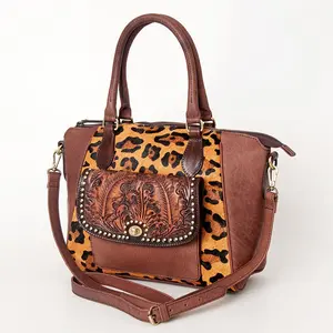 Western Hairon Genuine Leather ToteBag Hand Tooled Carved Antique Finish Tanned Cowhide Full Grain Soft Supple Leather