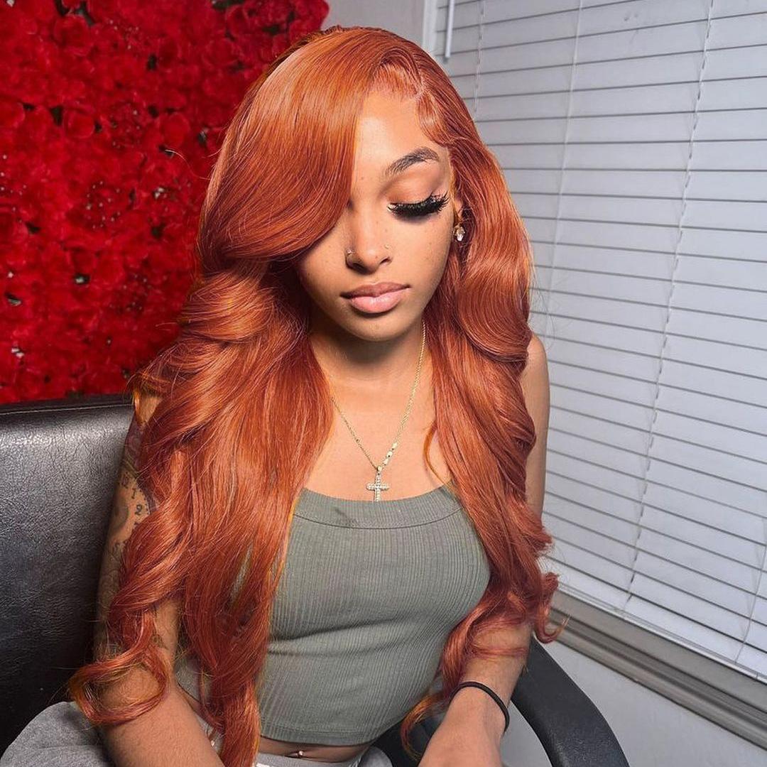Bling Hair Body Wave 28 30Inch Reddish Brown Lace Front Wig Human Hair Wigs For Women Brazilian 13X4 13x6 Burnt Orange Transparent Lace Frontal Human Hair Wig 180Density TikTokShopBlackFriday