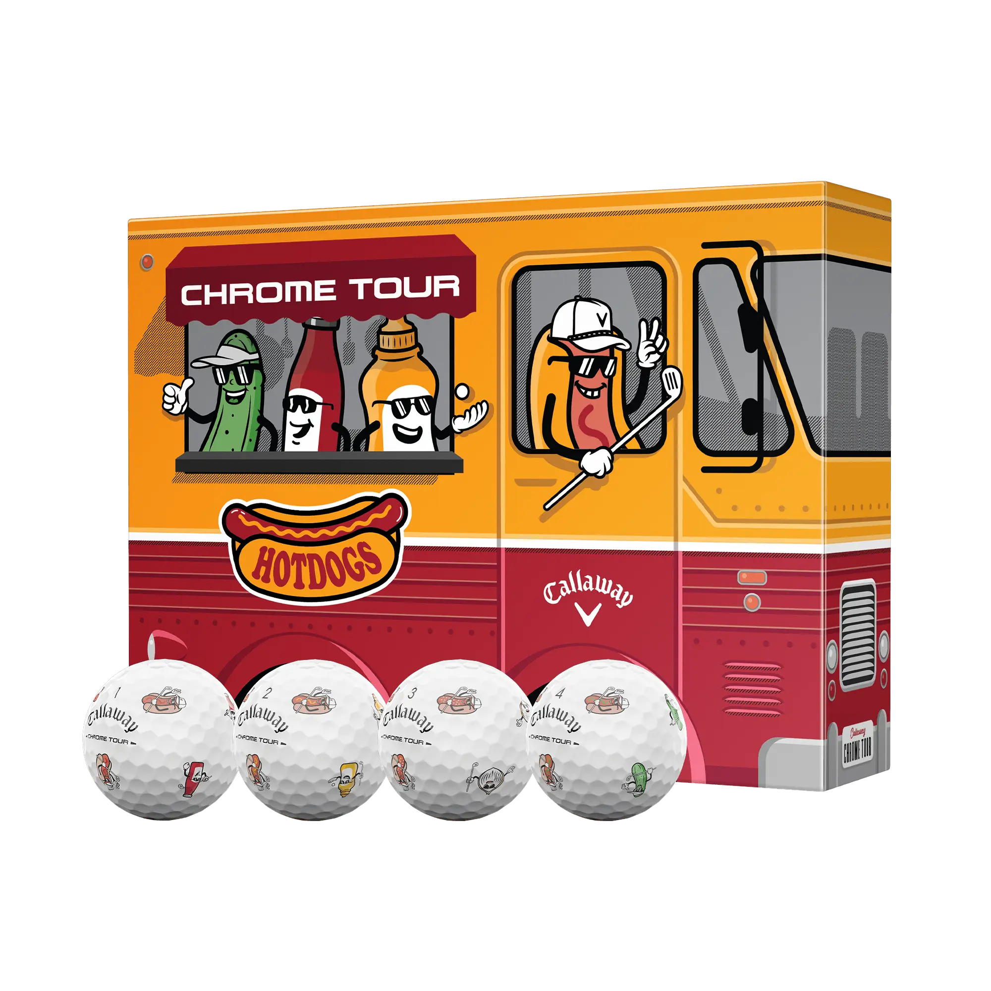 Callaway Golf Chrome Tour Hot Dog Golf Balls in White