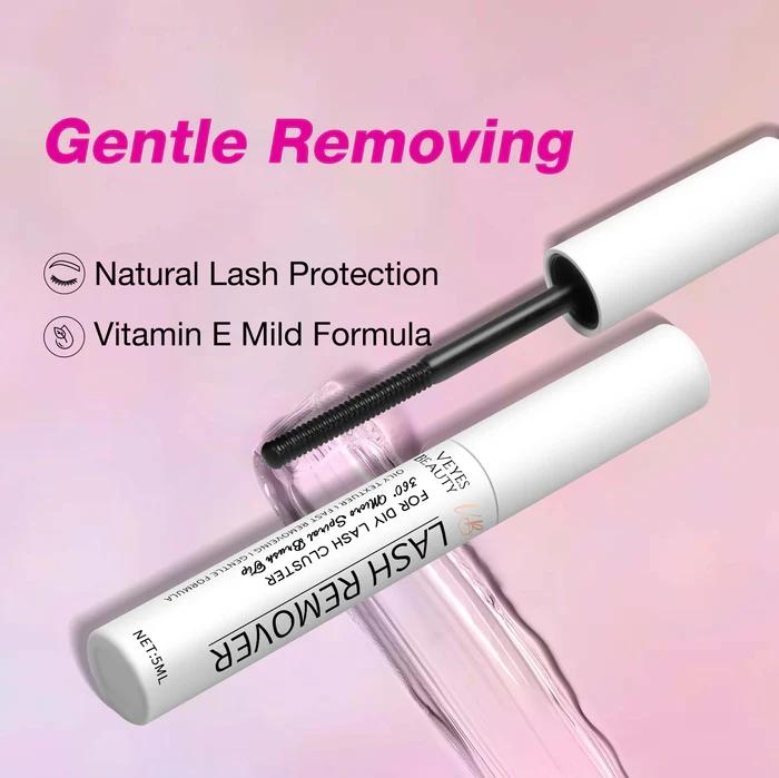VEYESBEAUTY 5ml Cluster Lash Remover for DIY Eyelash Extensions Clear Remover for Self-application Individual Lashes at Home Makeup Remover
