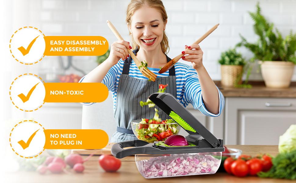 14-in-1 Practical Multifunctional Food Chopper Kitchen Gadget - Stainless Steel Durable Vegetable Slicer, Potato Cutter, Vegetable Shredder, Salad Dicer with 8 Blades & Storage Container 14-in-1 Practical Multifunctional Food Chopper Kitchen Gadget - Stainless Steel Durable Vegetable Slicer, Potato Cutter, Vegetable Shredder, Salad Dicer with 8 Blades & Storage Container