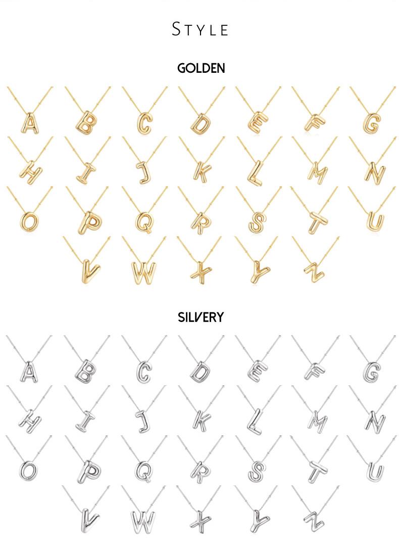 GGIRL Bubble Letter Necklace 18K Gold Plated Chubby Pendant Name Necklace for Women Elegant Collarbone Chain Personalized Jewelry Glossy Letter Design Fashion Jewelry Gift for Holiday Haul Christmas Birthdays Anniversaries