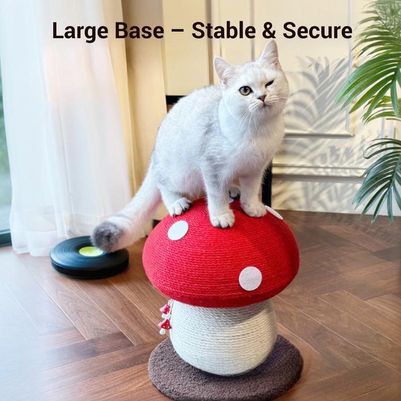 Happy & Polly Mushroom Sisal Cat Scratching Post , Handmade Natural Durable Sisal Rope, Red Interactive Cat Scratching Board for All Kinds of Cats